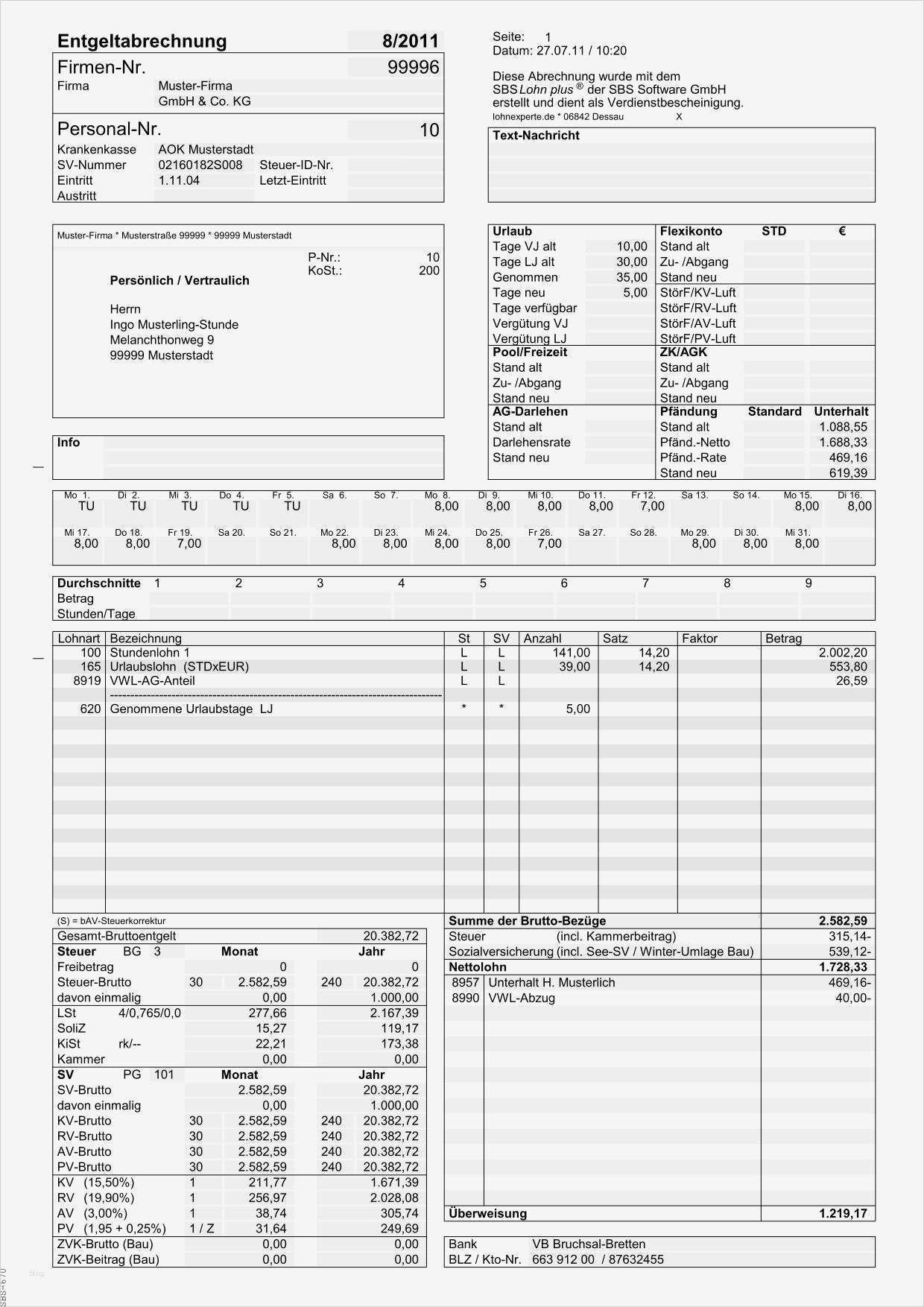 Lohnabrechnung Vorlage Pdf Neu Musterauswertungen Sbs Lohn Plus Muster Von