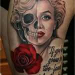 Marilyn Monroe Tattoo Vorlagen Hübsch Awesome Two Faced Marilyn Monroe with Rose Tattoo Left