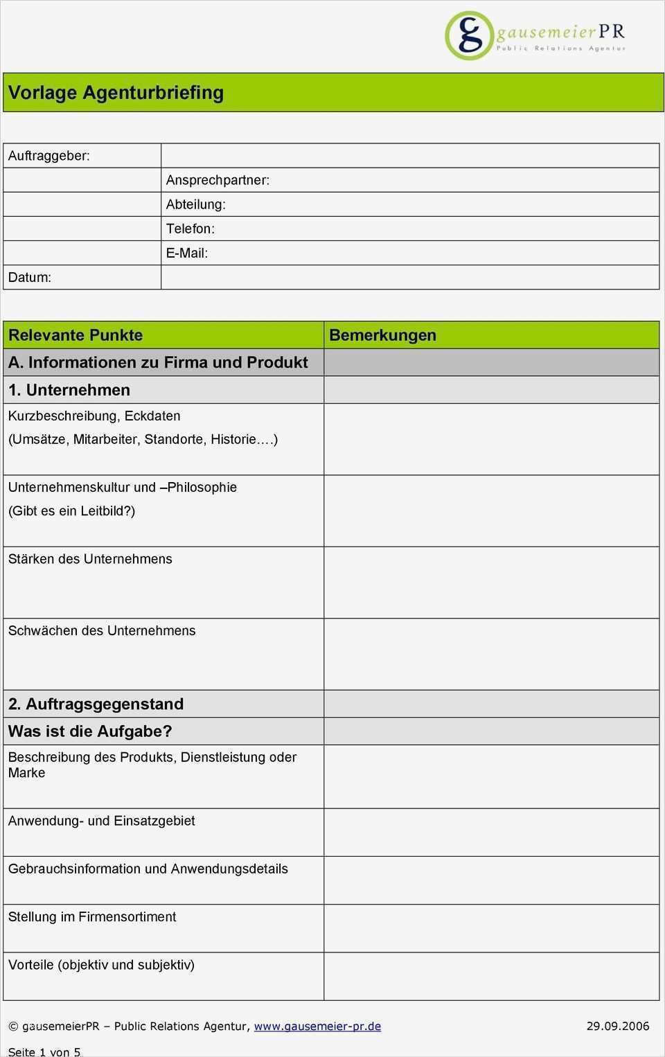 Marketing Briefing Vorlage Bewundernswert Vorlage Agenturbriefing Pdf