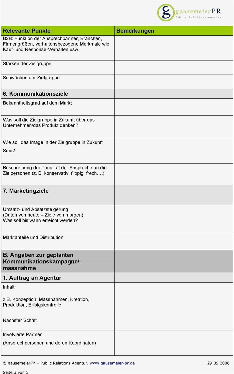 Marketing Briefing Vorlage Luxus Vorlage Agenturbriefing Pdf