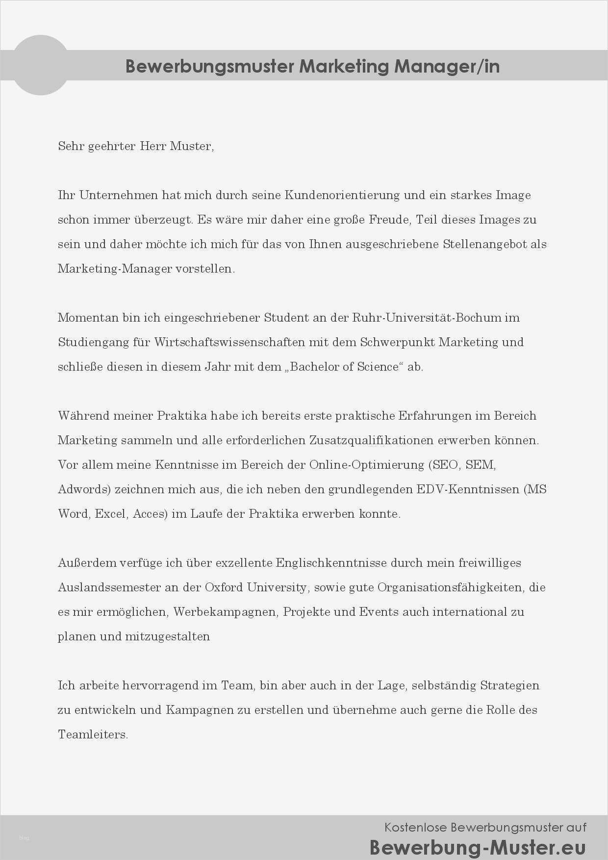 Marketing Briefing Vorlage Wunderbar Kostenloses Bewerbungsmuster Marketing Manager In