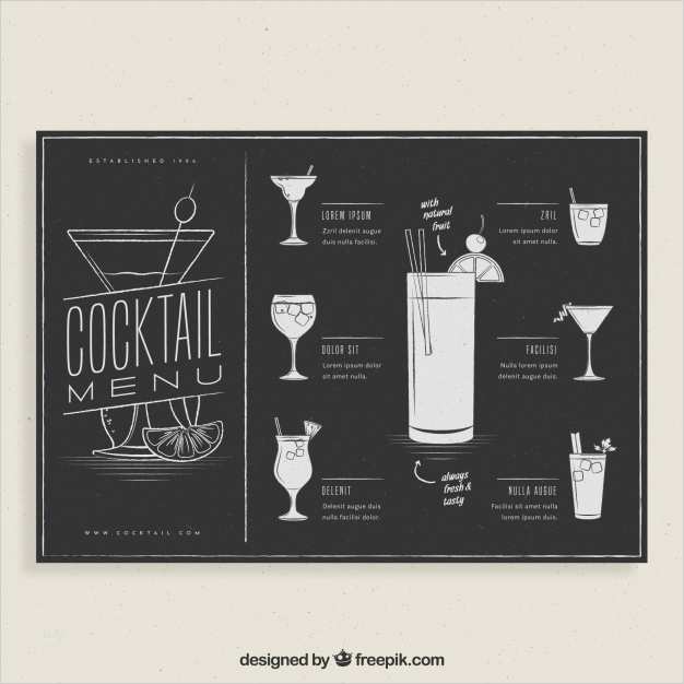 Menü Schreiben Vorlage Erstaunlich Tafel Stil Cocktail Menü Vorlage