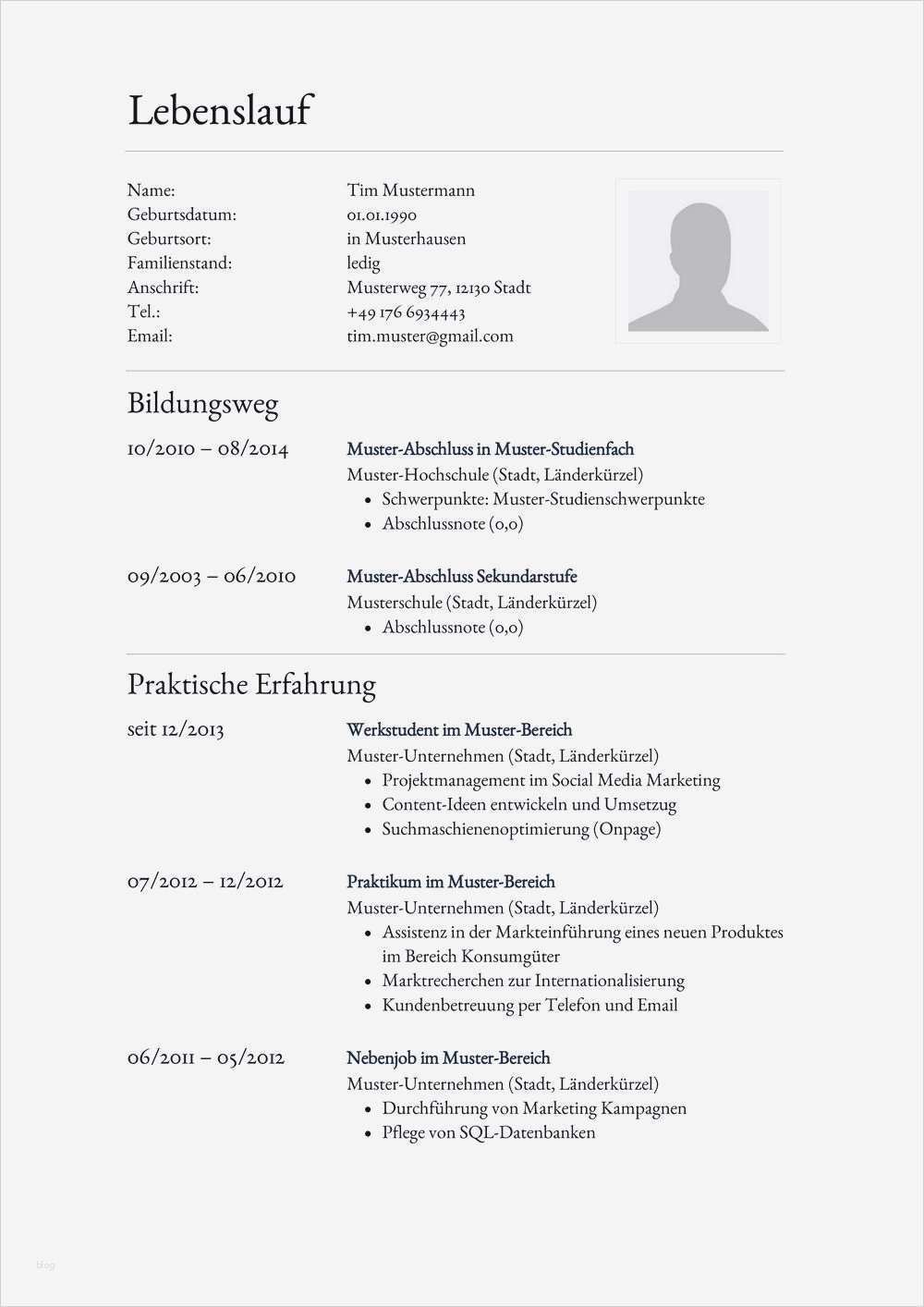 Mietbürgschaft Eltern Vorlage Kostenlos Beste Luxus Bilder Von Lebenslauf Tabellarisch Muster