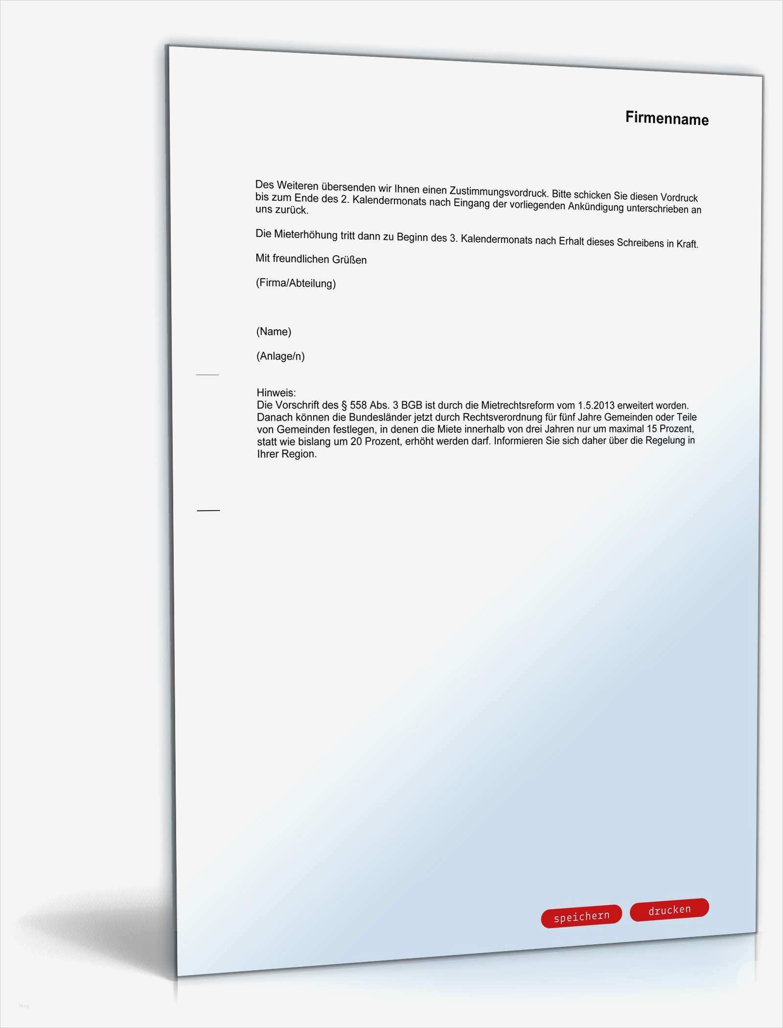 Mieterhöhung Muster Vorlage Inspiration Ankündigung Mieterhöhung ...