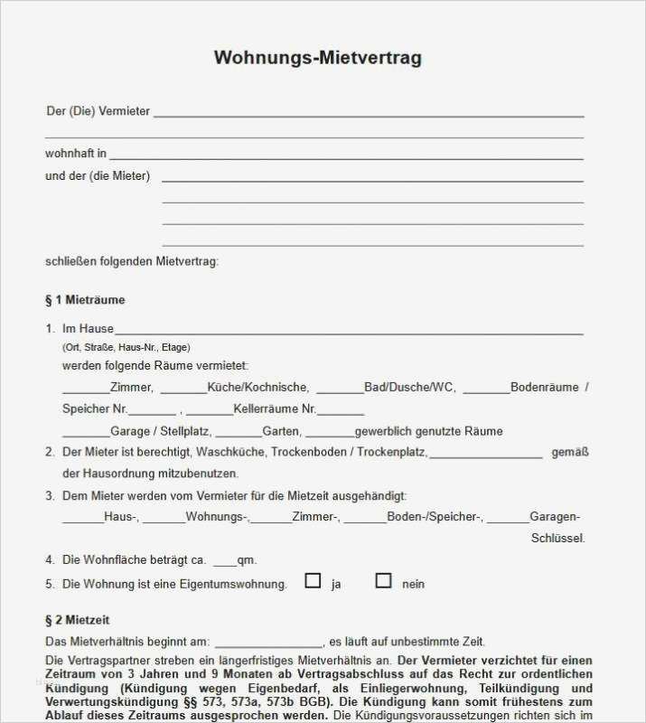 Mietvertrag Haus Vorlage Gratis Cool Mietvertrag Muster Download