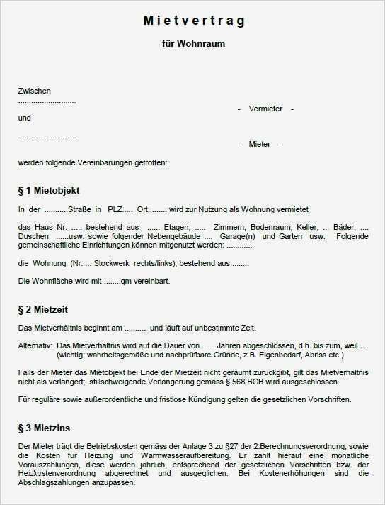 Mietvertrag Haus Vorlage Gratis Neu Word Vorlage Mietvertrag Wohnung Download