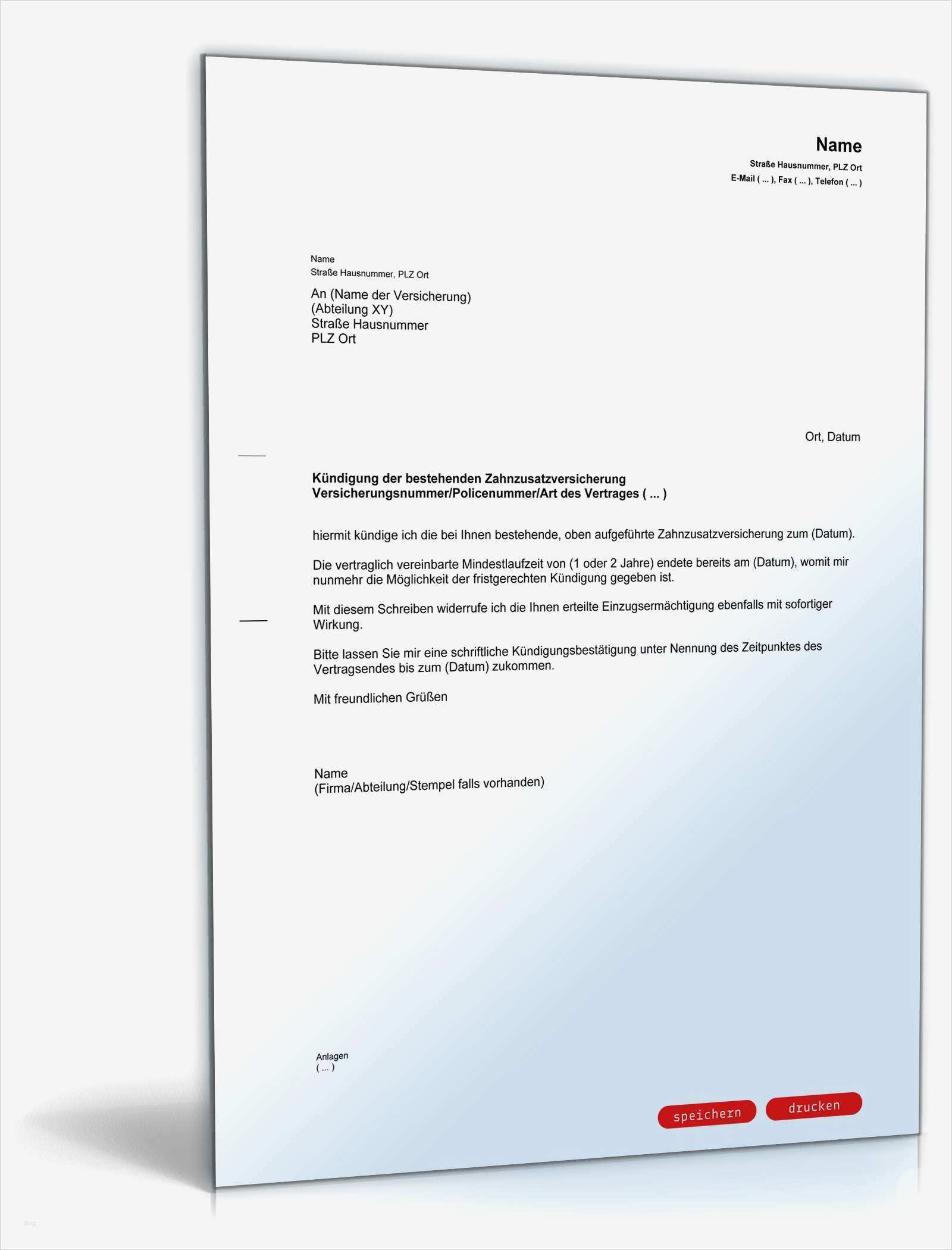 Mietvertrag Vorlage Zum Ausfüllen Cool Fristgemäße Kündigung Zahnzusatzversicherung