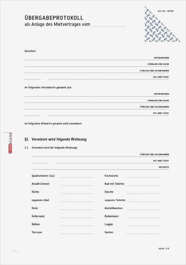 Mietvertrag Vorlage Zum Ausfüllen Erstaunlich Übergabeprotokoll Wohnungsübergabe Muster Vorlage Zum