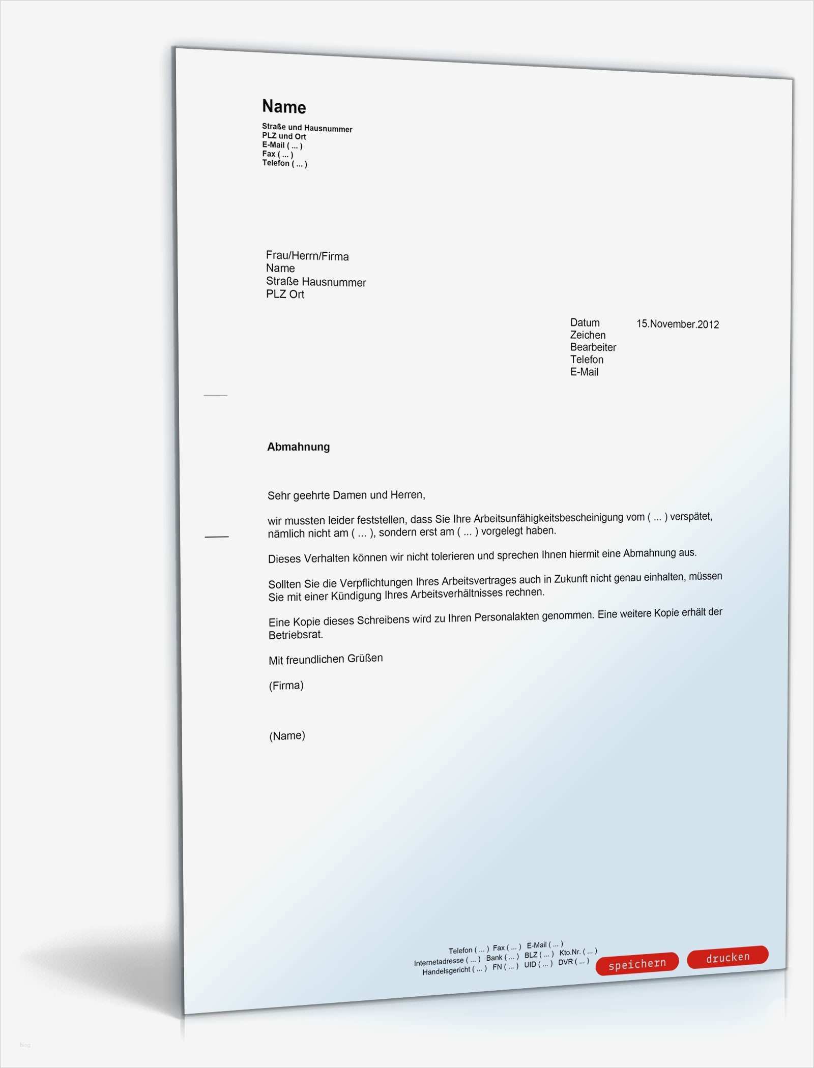 Mitarbeiter Abmahnung Vorlage Erstaunlich Abmahnung Verspätete Arbeitsunfähigkeitsbescheinigung