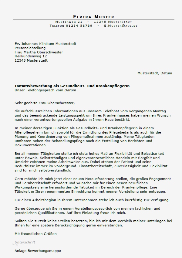 Bewerbung Gesundheits und Krankenpflegerin