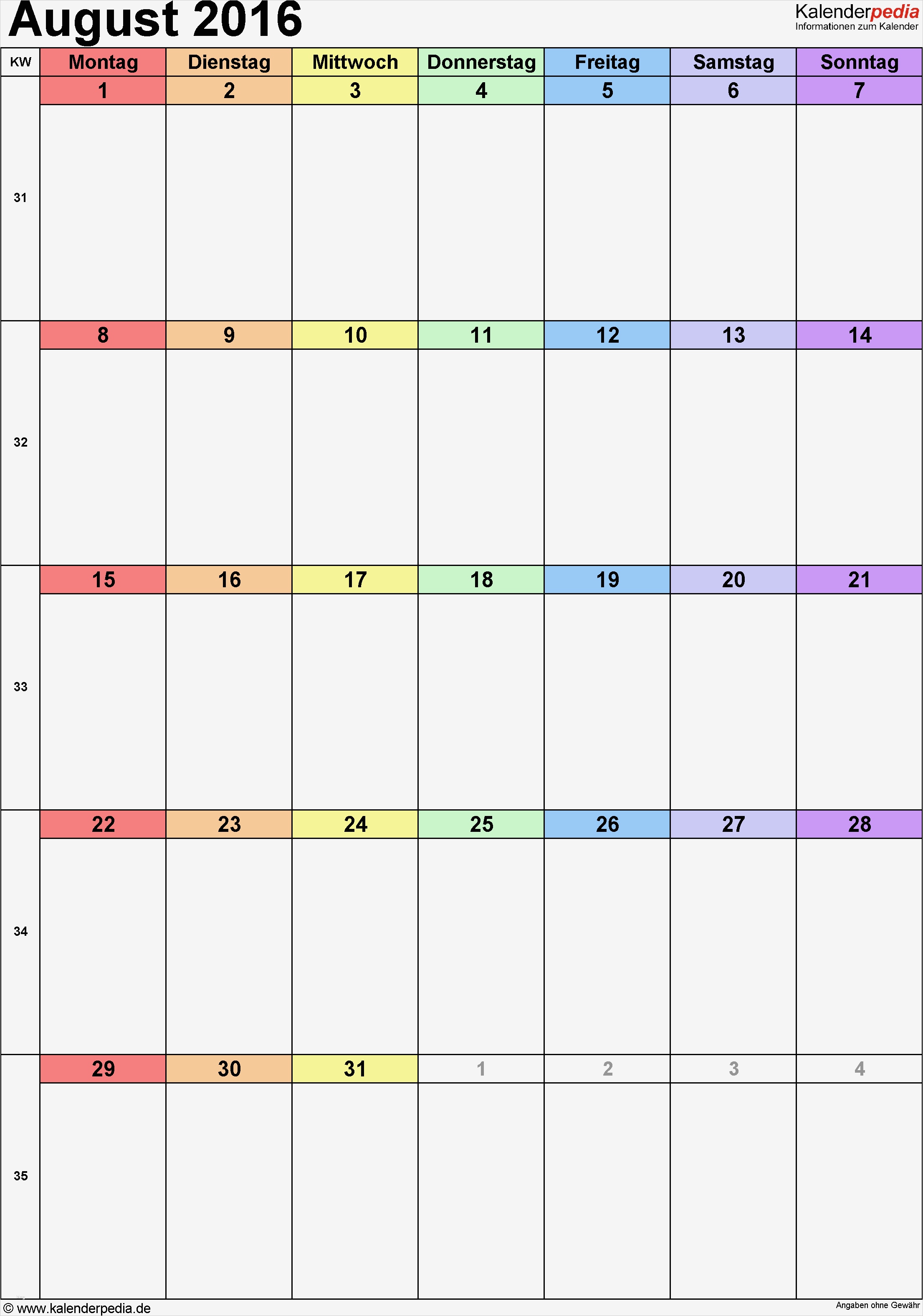 Monatskalender Word Vorlage Erstaunlich Kalender August 2016 Als Word Vorlagen