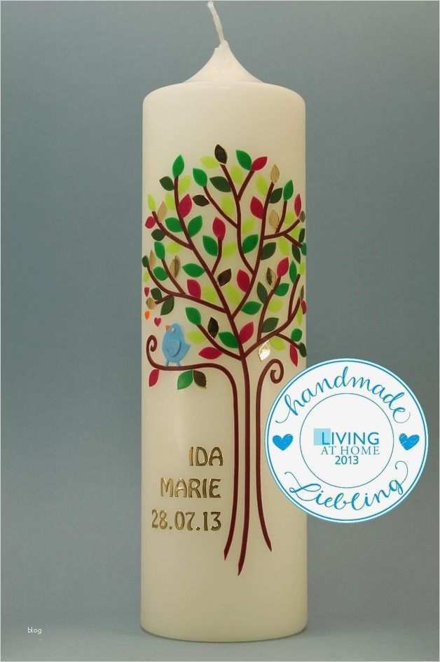 Motive Taufkerzen Vorlagen Erstaunlich Handverzierte Taufkerze Modell "lebensbaum Mit Vögelchen