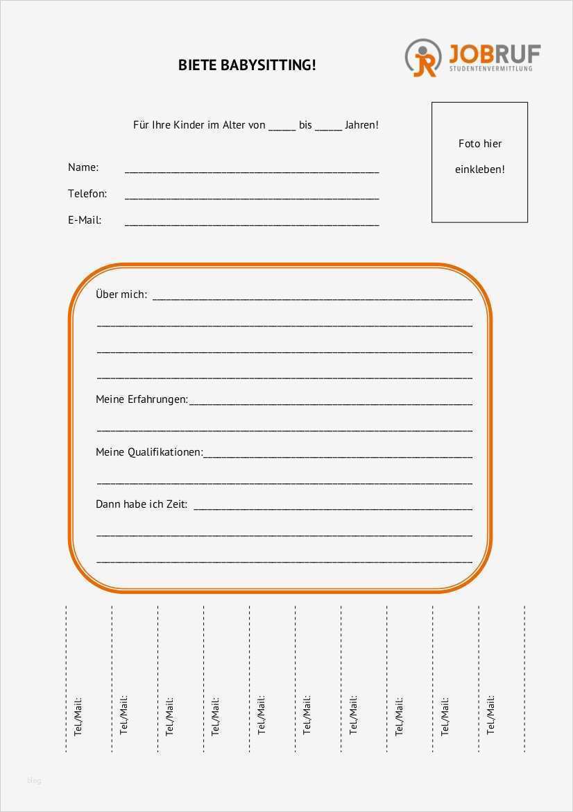 Nachhilfe Zettel Vorlage Best Of Babysitter Aushang Anzeige Schreiben