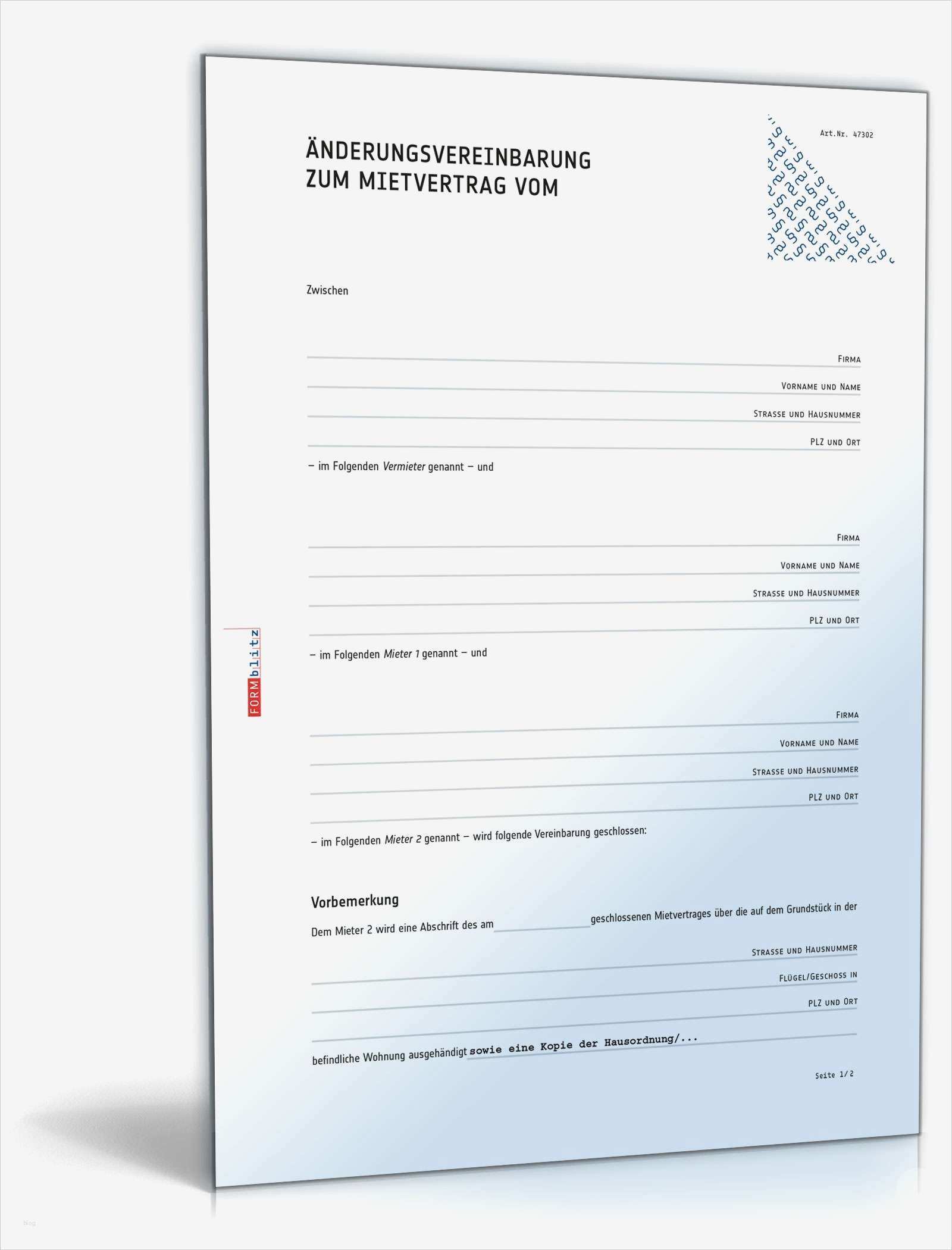 Nachtrag Mietvertrag Eigentümerwechsel Vorlage Wunderbar Änderungsvereinbarung Mietvertrag