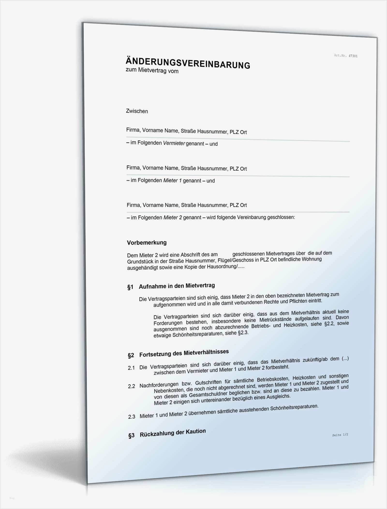 Nachtrag Zum Mietvertrag Mieterhöhung Vorlage Inspiration Änderungsvereinbarung Zum Mietvertrag • De Vertrag Download