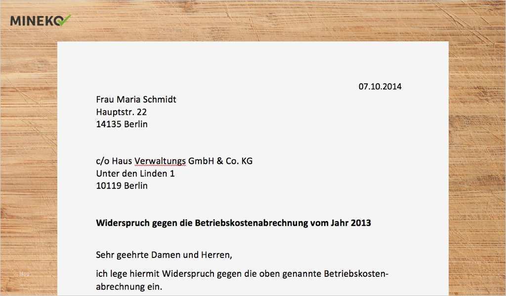 Nebenkostenabrechnung Für Vermieter Vorlage Fabelhaft Widerspruch Nebenkostenabrechnung Mustervorlage