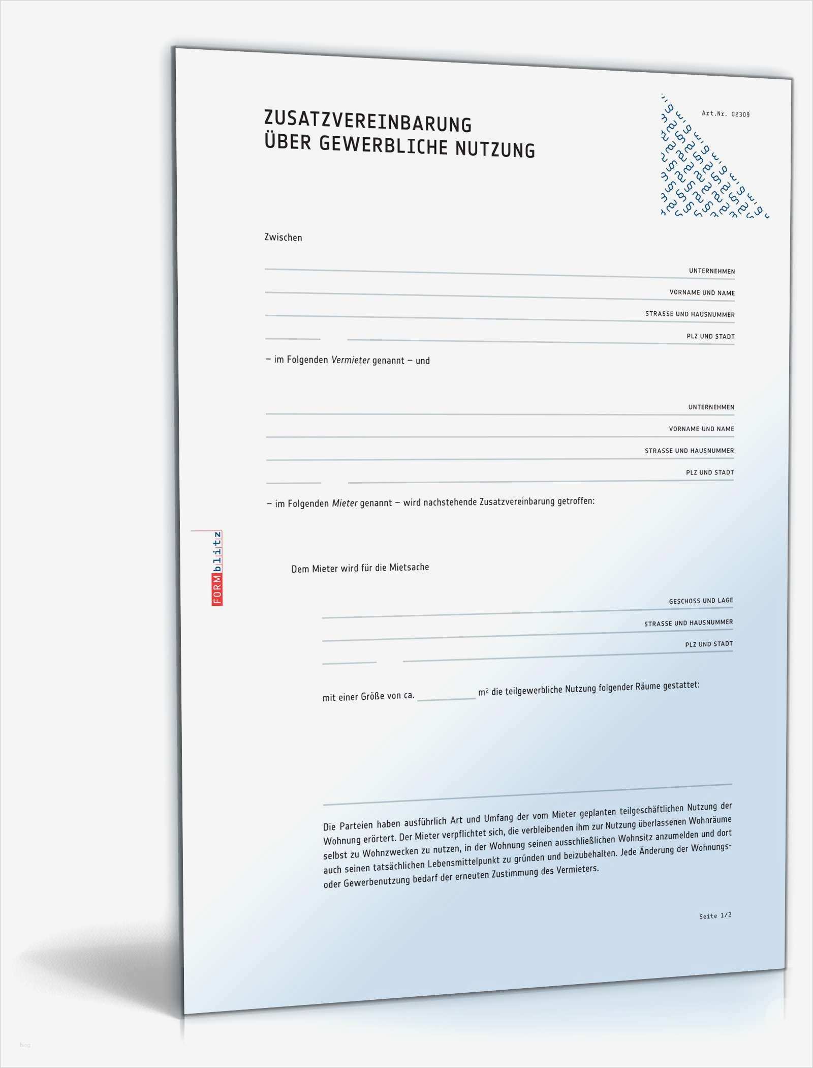 60 Wunderbar Nebenkostenabrechnung Mietwohnung Vorlage Galerie 2 Zusatzvereinbarung Mietwohnung