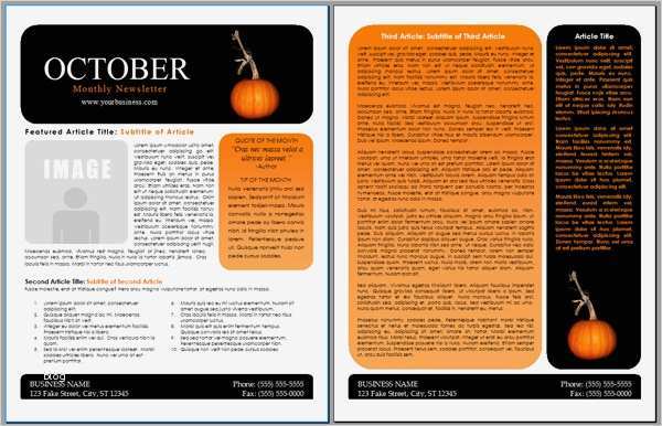 Newsletter Indesign Vorlage Angenehm Worddraw Free Halloween Newsletter Templates