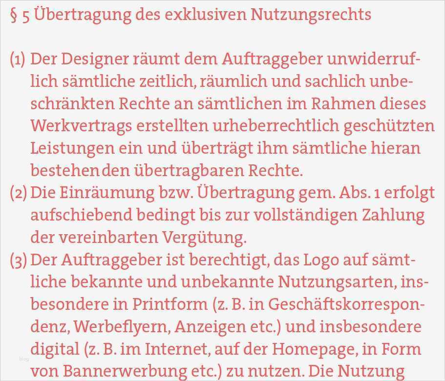 Nutzungsrechte Fotos Vorlage Luxus Mustervertrag Für Designer Übertragung Von