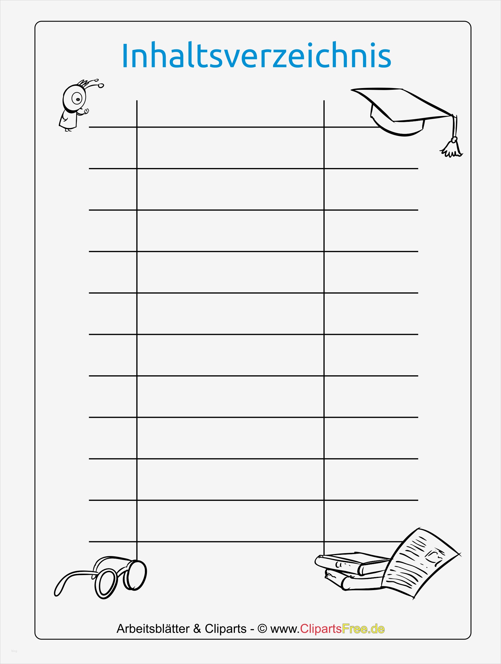 Vorlage für Inhaltsverzeichnis zum Drucken