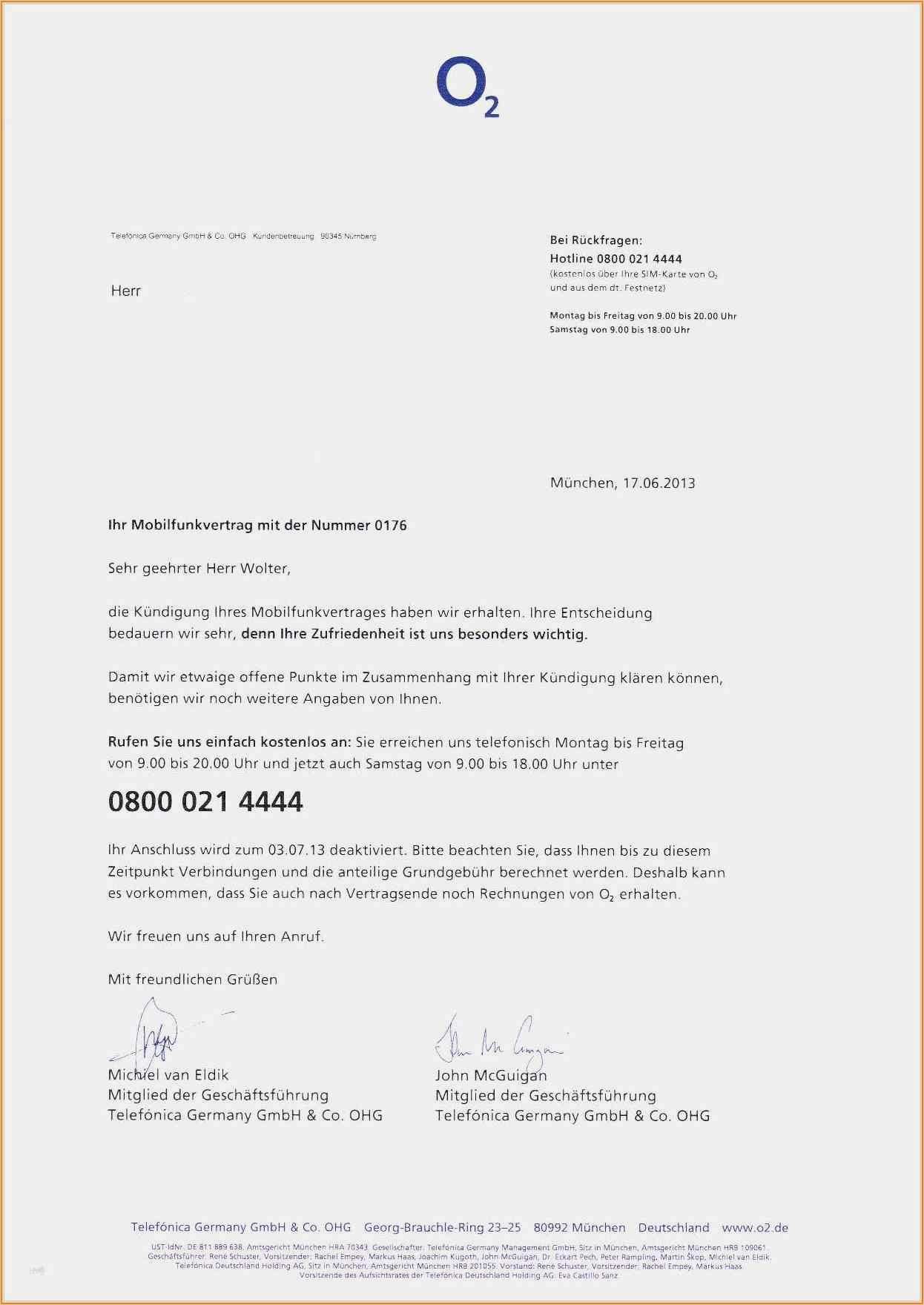 O2 Kündigung Vorlage Handy Erstaunlich 8 O2 R Ndigung Handyvertrag Adresse