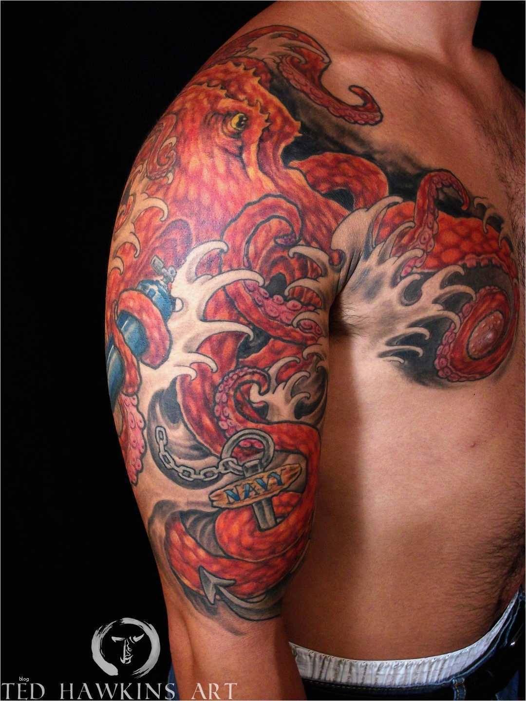 Octopus Tattoo Vorlagen Einzigartig Tedhawkinsart Octopus and Anchor Navy Octopus Japanese