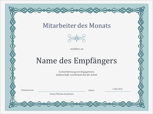 Office Com Vorlagen Erstaunlich Urkunde Für Mitarbeiter Des Monats Design Mit Blauem