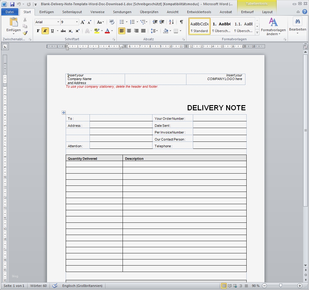 Office Vorlage Lieferschein Hübsch Lieferschein Vorlage Für Fice Word – Kostenlos