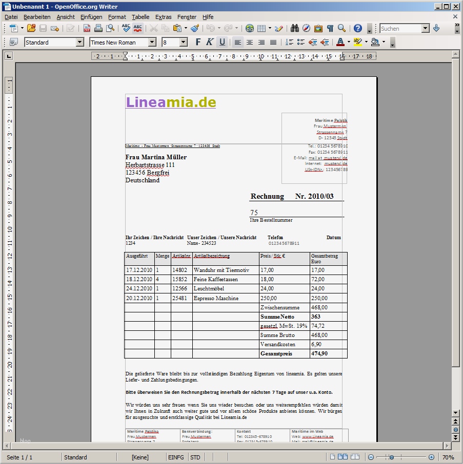 Office Vorlagen Kostenlos Angenehm Rechnungsvorlage Für Open Fice Gratis Zum Download