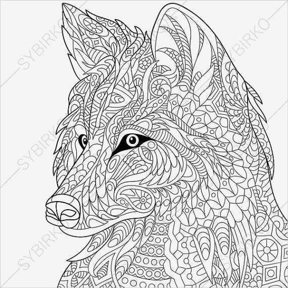 Pages Vorlagen Buch Wunderbar Wolf Adult Coloring Page Zentangle Doodle by