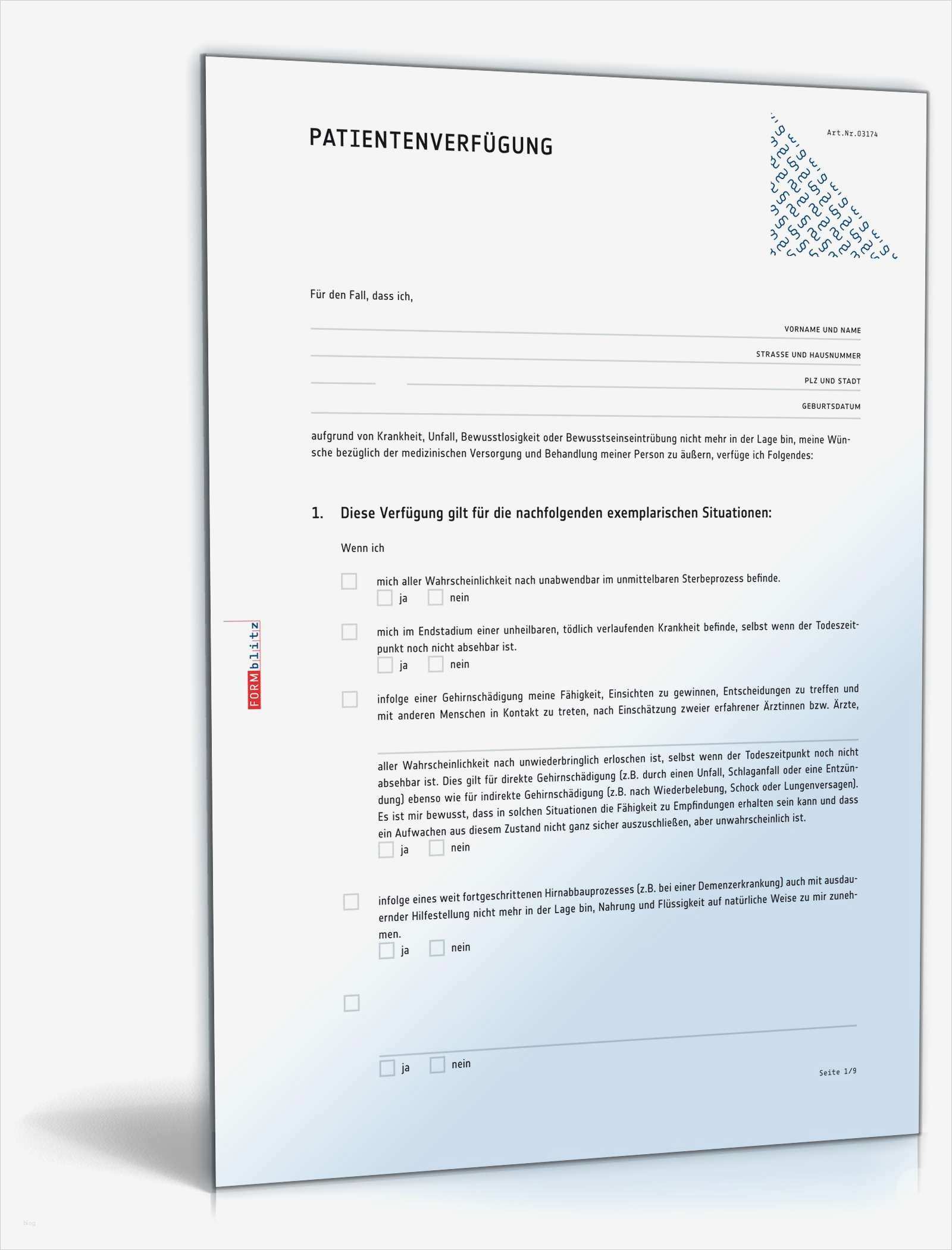 Patientenverfügung Pdf Vorlage Erstaunlich Patientenverfügung Muster Rechtssichere Vorlage Zum Download