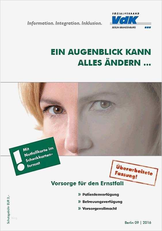 Patientenverfügung Vorlage Baden Württemberg Hübsch "der Vdk"