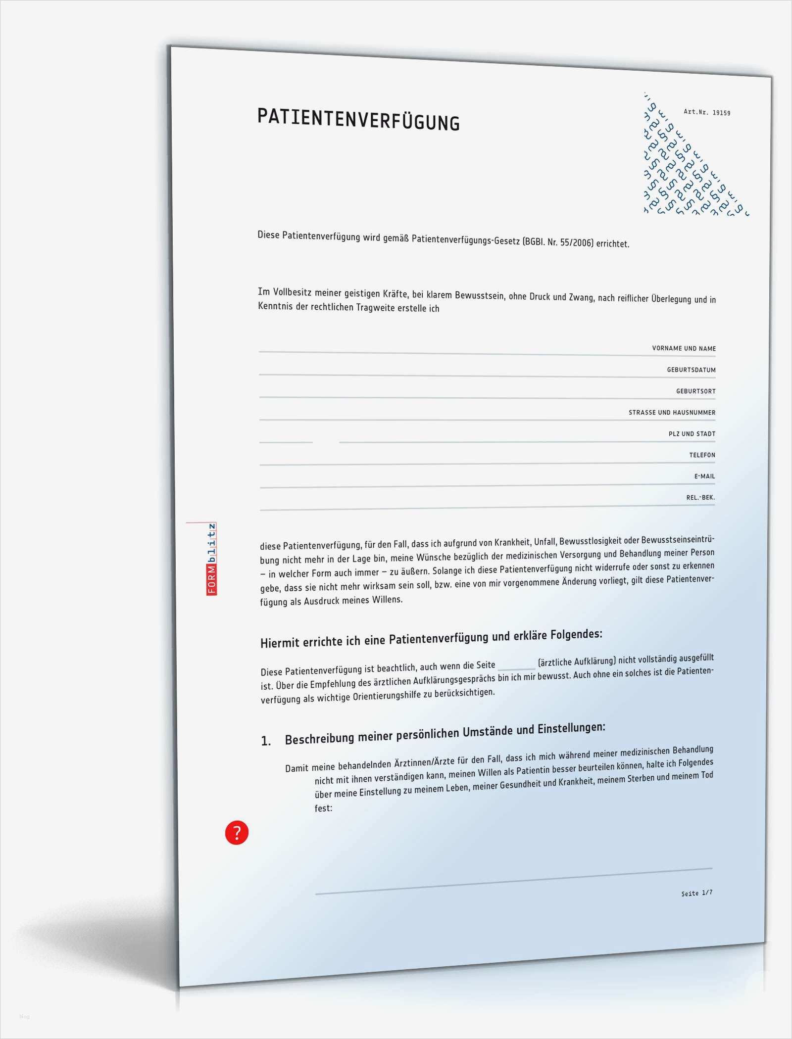 Patientenverfügung Vorlage Pdf Elegant Patientenverfügung