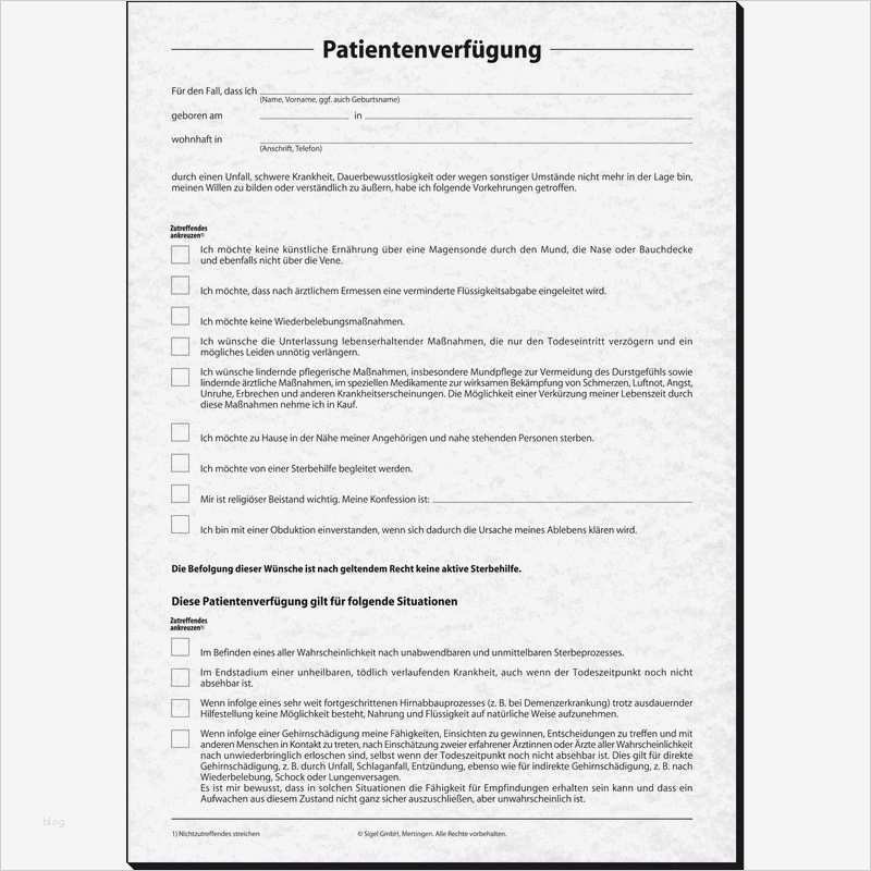 Patientenverfügung Vorlage Pdf Erstaunlich Sigel Vordruck Set "patientenverfügung" Din A4 Pv450 Bei