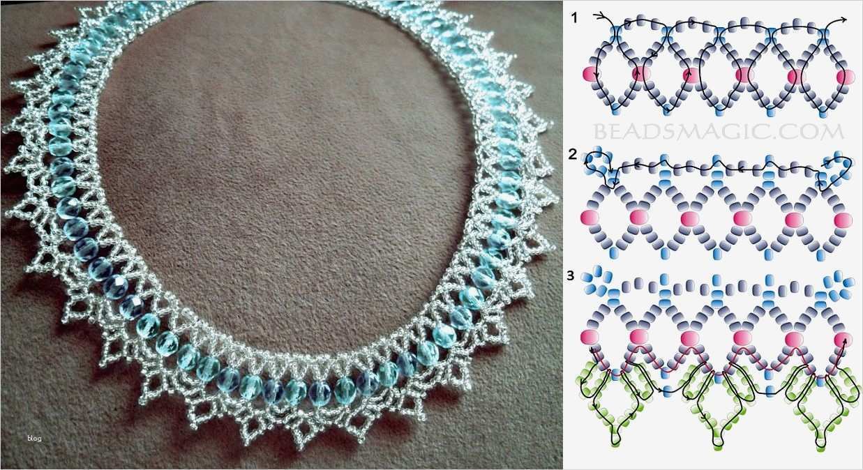 Perlenschmuck Selber Machen Vorlagen Inspiration голубое колье Beadwork Pinterest