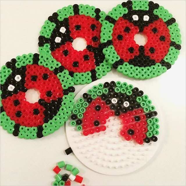 Perlenuntersetzer Fädeln Vorlagen Genial Ladybug Glass Cover Set Hama Beads by Charlottevindpless