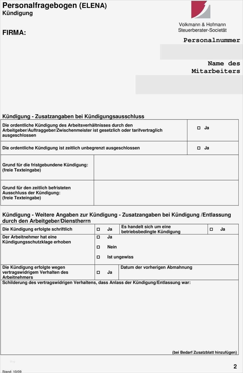 Personalfragebogen Pdf Vorlage Hübsch Personalfragebogen Elena Kündigung Pdf