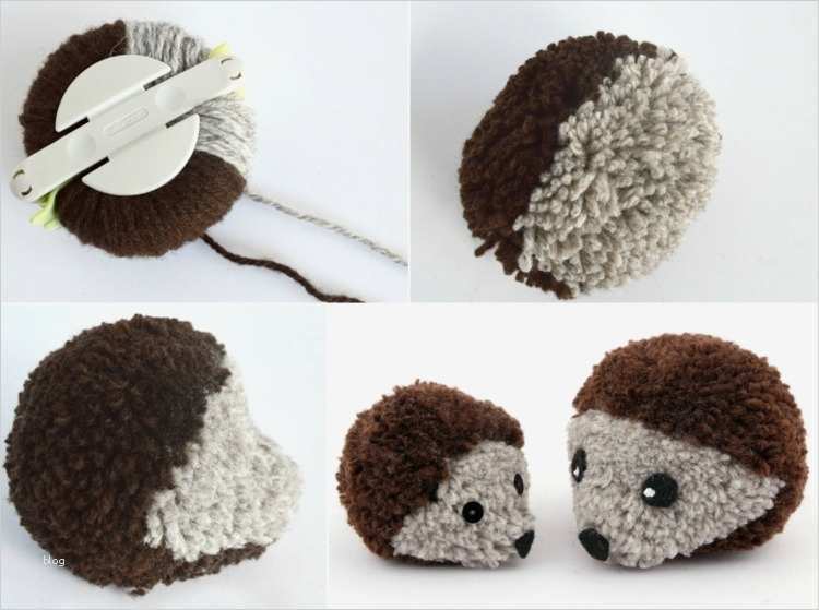 Pompon Tiere Basteln Vorlage Erstaunlich Igel Basteln Bommel Schneiden Wolle Grau Braun Niedlich