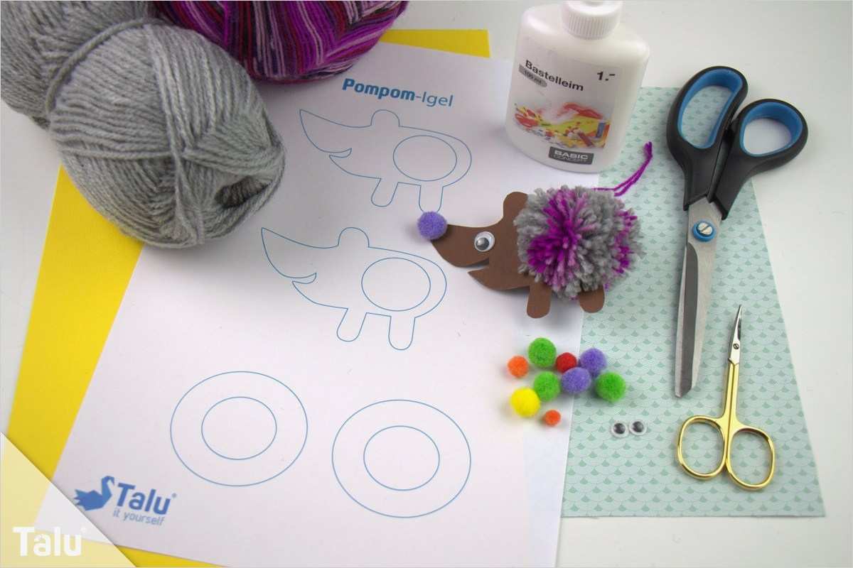 Pompon Tiere Basteln Vorlage Schön Igel Basteln 9 Ideen Praktische Vorlagen Zum