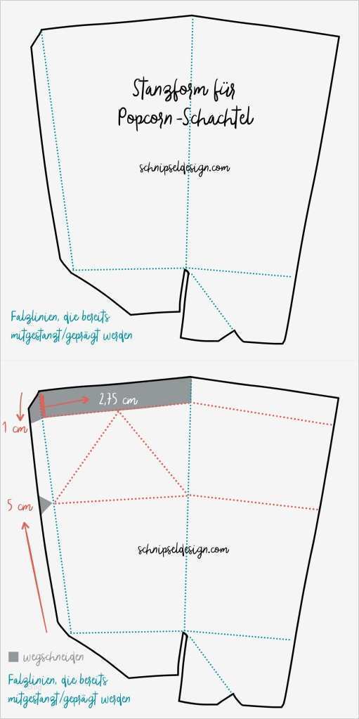 Popcorn Schachtel Vorlage Süß Thinlits formen Popcorn Schachtel