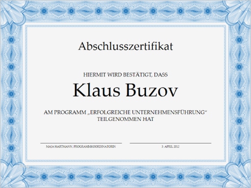 Powerpoint Rahmen Vorlagen Einzigartig Abschlusszertifikat Blau