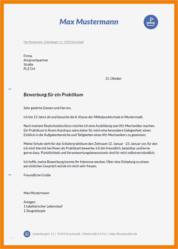 Praktikumsbericht Vorlage Schule 9 Klasse Hauptschule Wunderbar 11 Bewerbung Praktikum Schüler