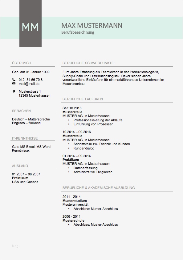 Praktikumsplatz Bewerbung Vorlage Best Of Lebenslauf Muster 2017 Meinebewerbung