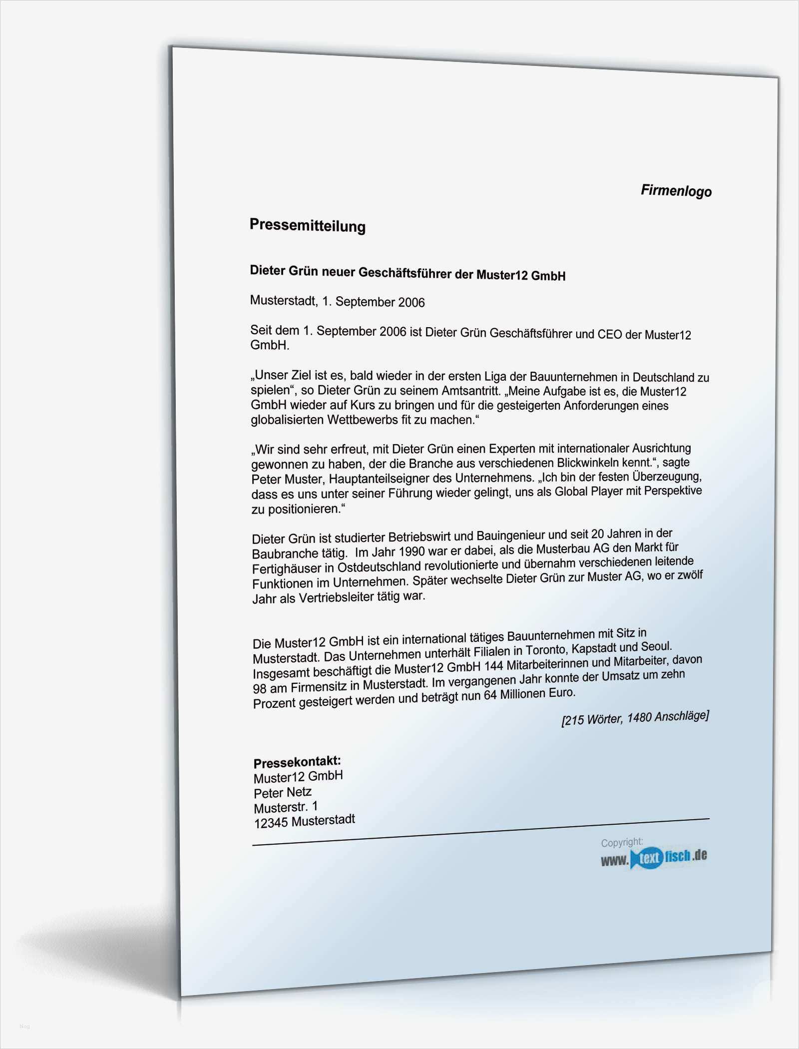 Pressemitteilung Wechsel Geschäftsführung