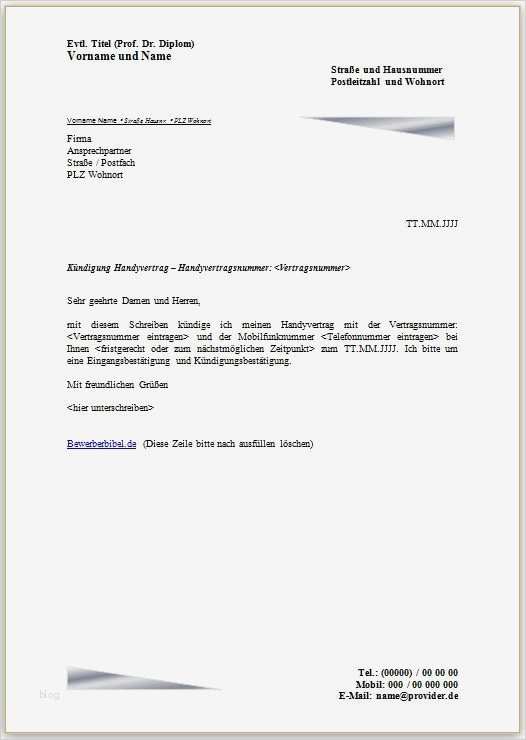 Private Haftpflichtversicherung Kündigen Vorlage Gut Kündigungsschreiben Handyvertrag Mobilfunkvertrag Vorlage