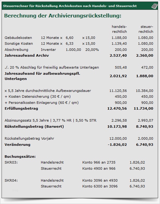 Private Krankenversicherung Abrechnung Vorlage Erstaunlich Rückstellungen Für Archivierungskosten Steuerrechner24