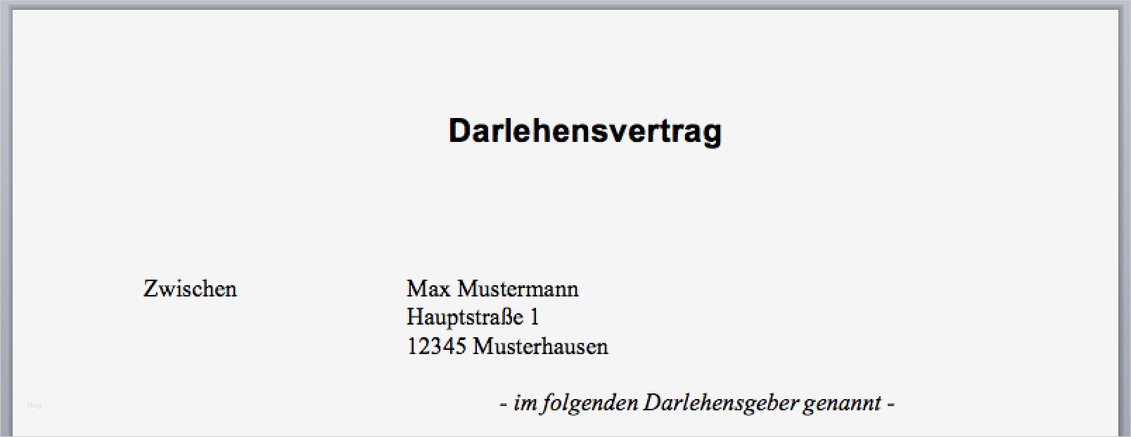 Privater Kreditvertrag Zinslos Vorlage Neu Muster
