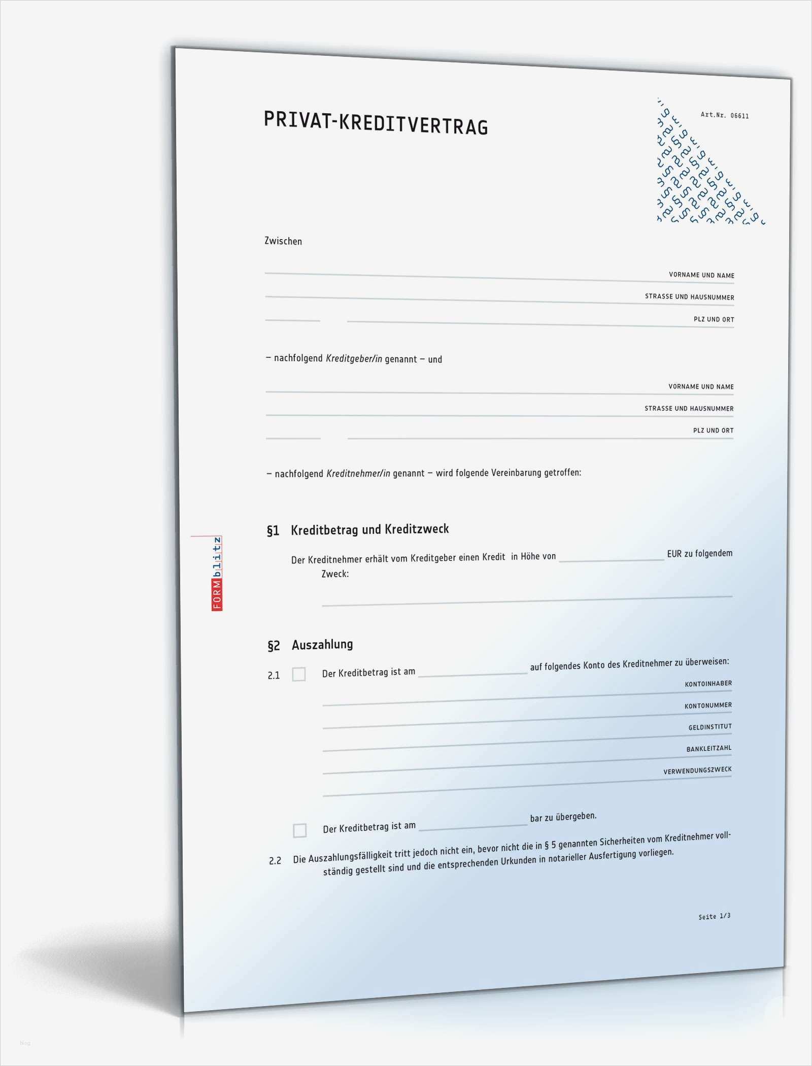Privatkreditvertrag Vorlage Pdf Best Of Privatkreditvertrag