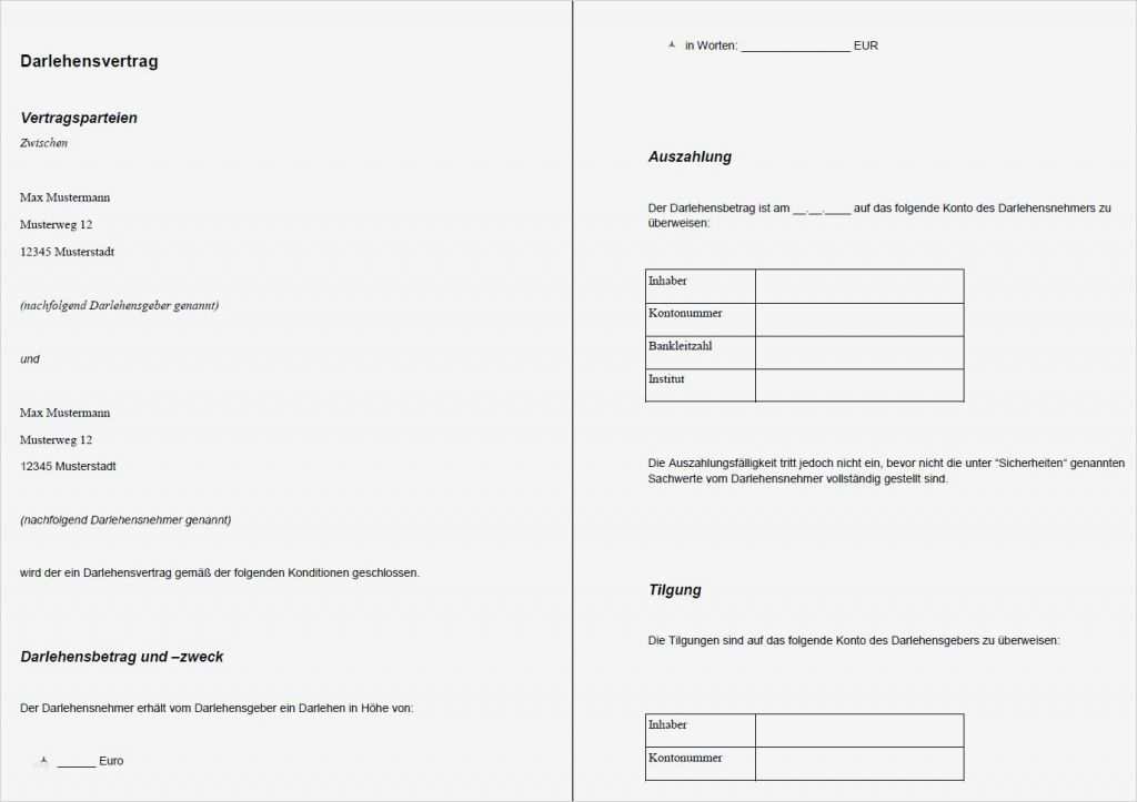 Privatkreditvertrag Vorlage Pdf Wunderbar Kreditvertrag Muster › Darlehensvertrag Muster