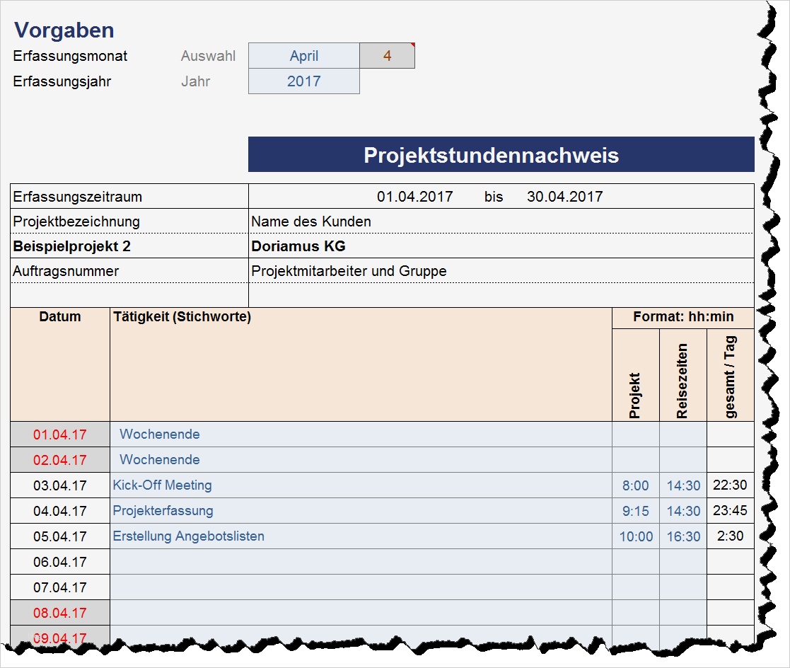 Projektabrechnung Vorlage Excel Best Of Zeiterfassung